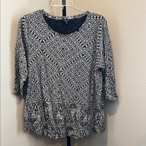 Lucky Brand Black and White Boxy Blouse